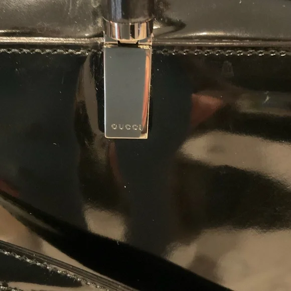 Gucci Black Patent Leather Bamboo Handles 2-WAY TOTE - Picture 2 of 11